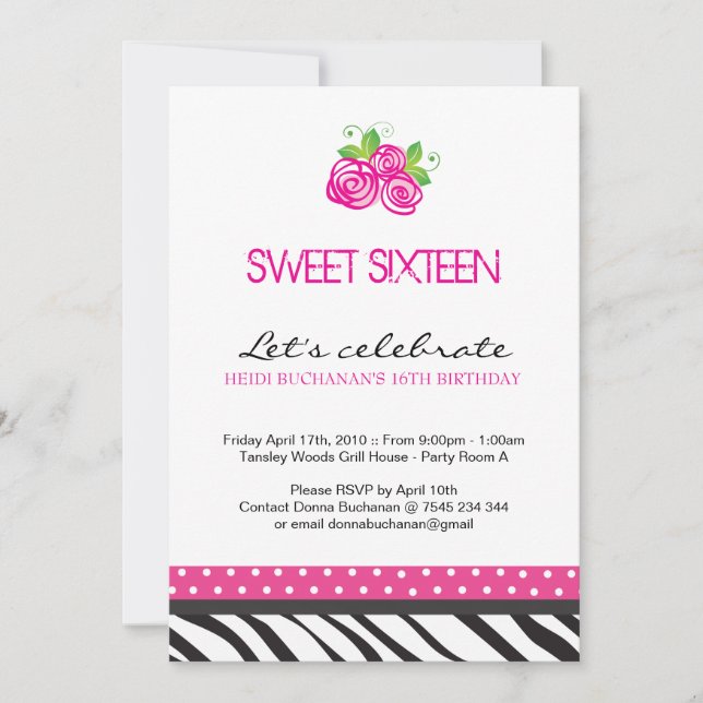 Sweet Sixteen Party Invitation (Front)
