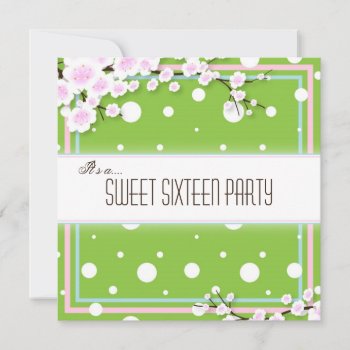 Sweet Sixteen Party Invitation - Green Pink - Dots by OLPamPam at Zazzle