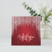 Sweet Sixteen Party Night Dazzle Red Invitation (Standing Front)