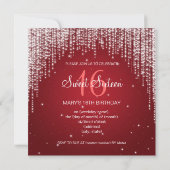 Sweet Sixteen Party Night Dazzle Red Invitation (Back)