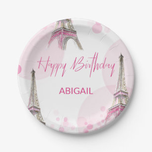 Sweet Sixteen Party Paris Eiffel Tower Pink Paper Plates