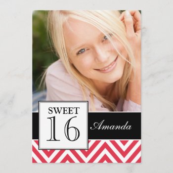 Sweet Sixteen Party Red Chevron Invitation by epclarke at Zazzle