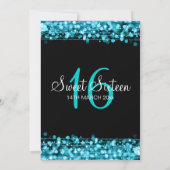 Sweet Sixteen Party Sparkles Teal Blue Invitation (Back)