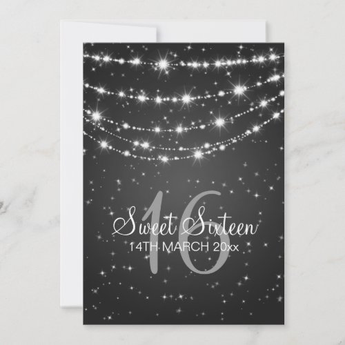 Sweet Sixteen Party Sparkling Chain Black Announcements