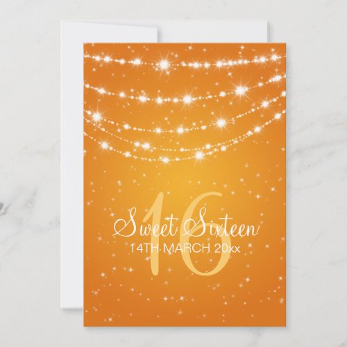 Sweet Sixteen Party Sparkling Chain Orange Custom Invite