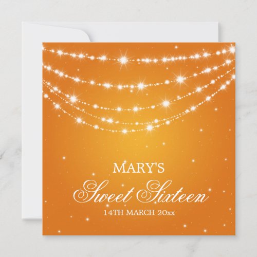 Sweet Sixteen Party Sparkling Chain Orange Personalized Invitations