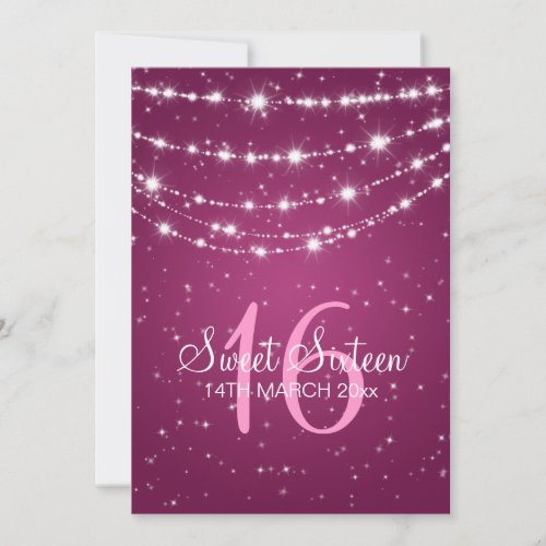 Sweet Sixteen Party Sparkling Chain Pink Personalized Announcement