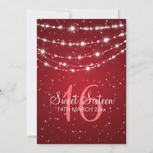 Sweet Sixteen Party Sparkling Chain Red Cards