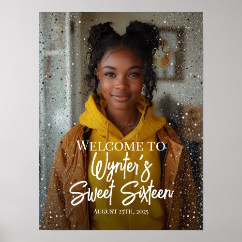 Sweet sixteen party welcome sign with photo