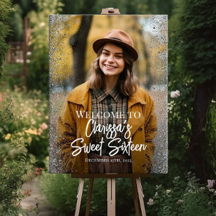 Sweet sixteen party welcome sign with photo