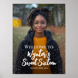 Sweet sixteen party welcome sign with photo
