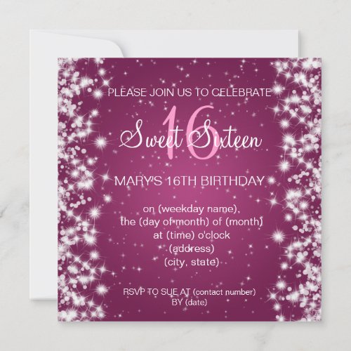 Sweet Sixteen Party Winter Sparkle Custom Invitation