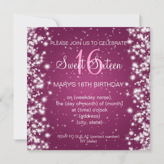 sweet16 sparkle invite