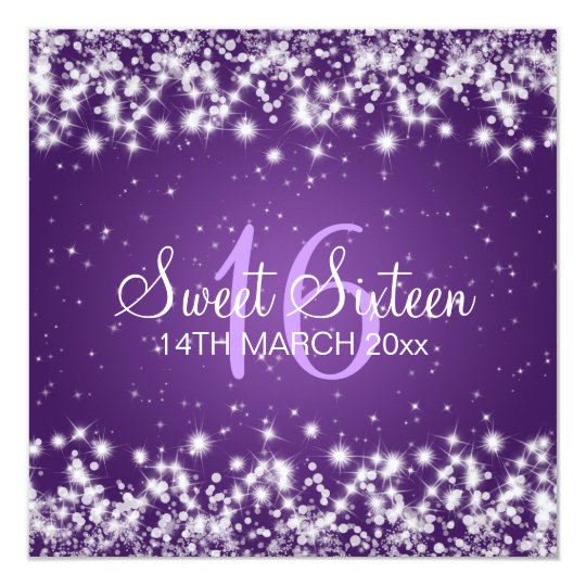 Sweet Sixteen Party Winter Sparkle Purple Card