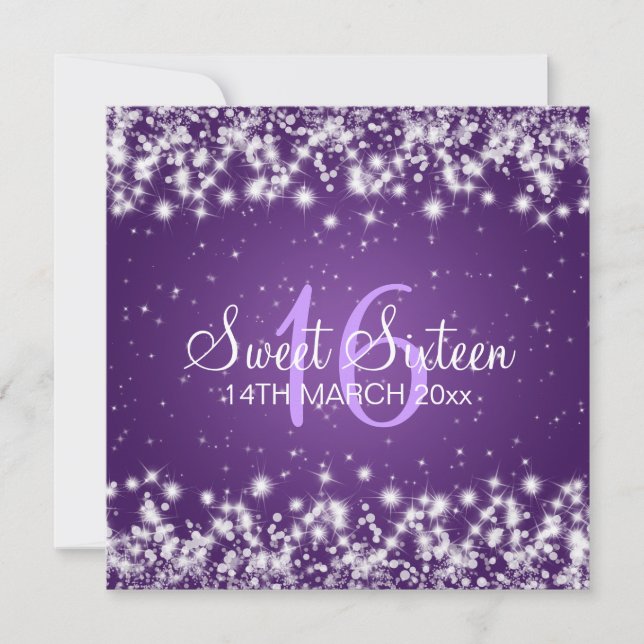 Sweet Sixteen Party Winter Sparkle Purple Invitation (Front)