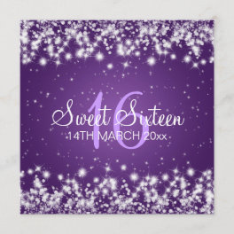 Sweet Sixteen Party Winter Sparkle Purple Invitation