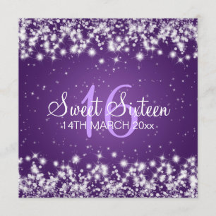 Sweet Sixteen Party Winter Sparkle Purple Invitation