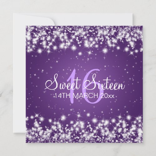 Sweet Sixteen Party Winter Sparkle Purple Custom Invites