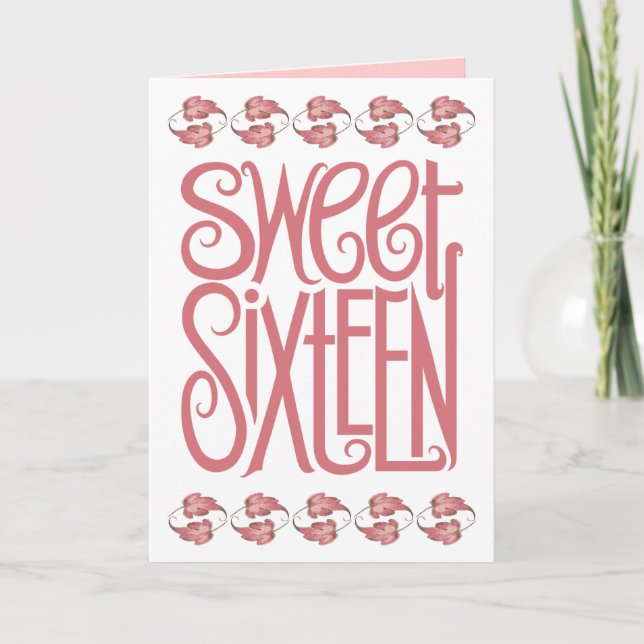 Sweet Sixteen Petals Birthday Card (Front)