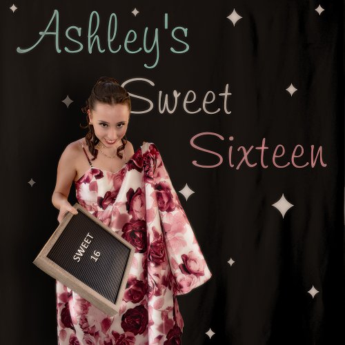 Sweet Sixteen Photo Backdrop Add Your Name