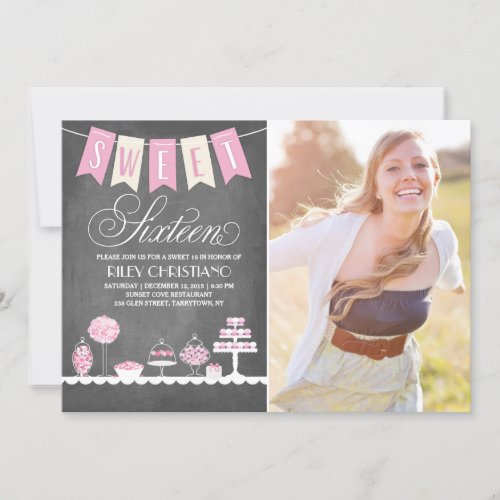 Sweet Sixteen Photo  Birthday Invitation