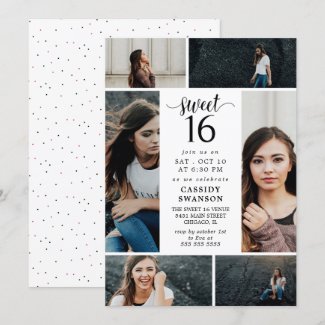 Sweet Sixteen Photo Collage Invitation
