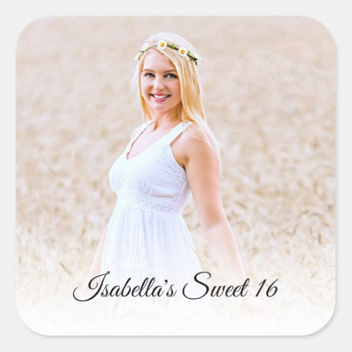 Sweet Sixteen Photo Custom Square Sticker