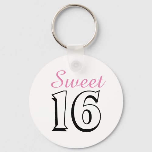 Sweet Sixteen Pink 16th Birthday Party Favor Keychain