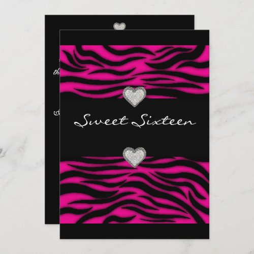 Sweet Sixteen Pink and Black Sparkle Invitation