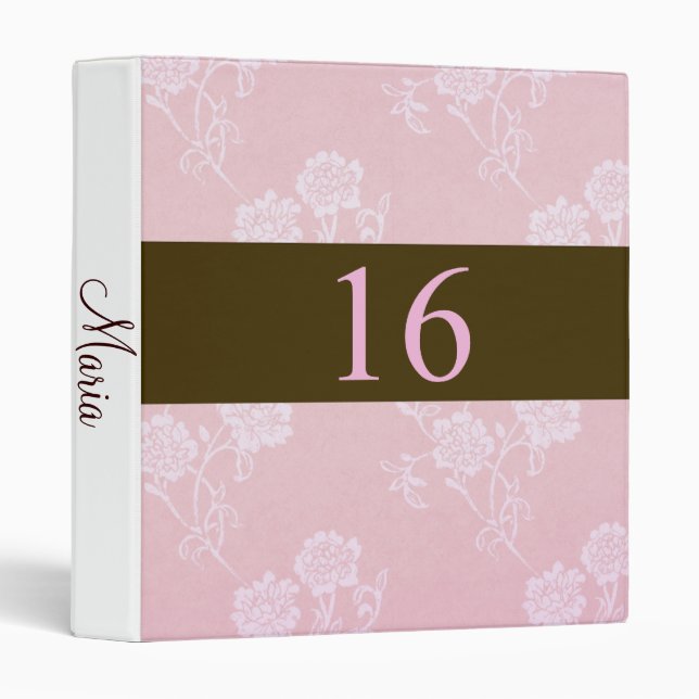 Sweet Sixteen, Pink and White, Photo Album 3 Ring Binder (Front/Spine)
