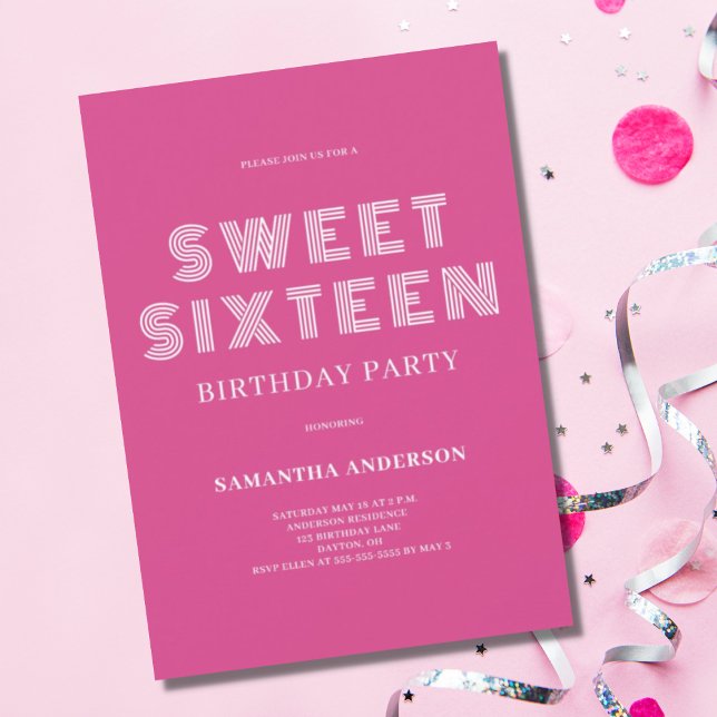 Sweet Sixteen Pink Birthday  Invitation (Creator Uploaded)