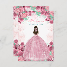 Sweet Sixteen Pink Blush Birthday Invitation Card