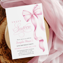 Sweet Sixteen Pink Bow Invitation