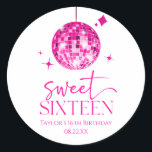 Sweet Sixteen Pink Disco Ball 16th Birthday Party Classic Round Sticker<br><div class="desc">These are Sweet Sixteen Pink Disco Ball 16th Birthday Party Favor Stickers!</div>