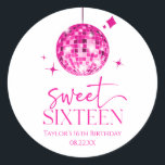 Sweet Sixteen Pink Disco Ball 16th Birthday Party Classic Round Sticker<br><div class="desc">These are Sweet Sixteen Pink Disco Ball 16th Birthday Party Favor Stickers!</div>
