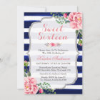 Sweet Sixteen Pink Floral Silver Blue Stripes