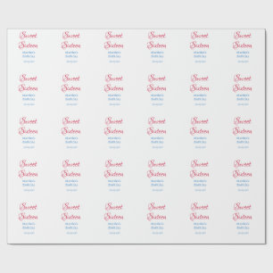 Sweet Sixteen pink name date calligraphy boho blue Wrapping Paper