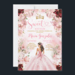 Sweet Sixteen Pink Princess Dress Burgundy Floral Invitation<br><div class="desc">EDITABLE Sweet Sixteen Pink Princess Dress Burgundy Floral Invitation
Elegant Quinceañera Red Burgundy Dusty Pink Floral Princess Invitation
Mis Quince 15 Anos,  16th Birthday Party</div>