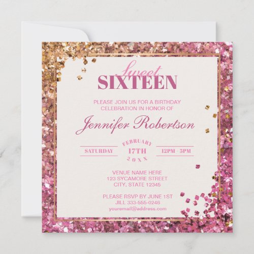 Sweet Sixteen Pink Shimmer Invitation