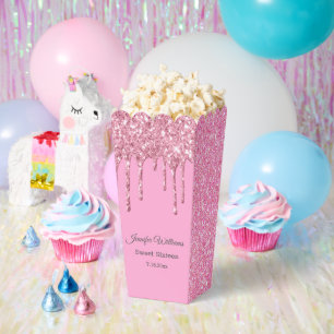 sweet sixteen pink sparkles dripping glitters favor boxes