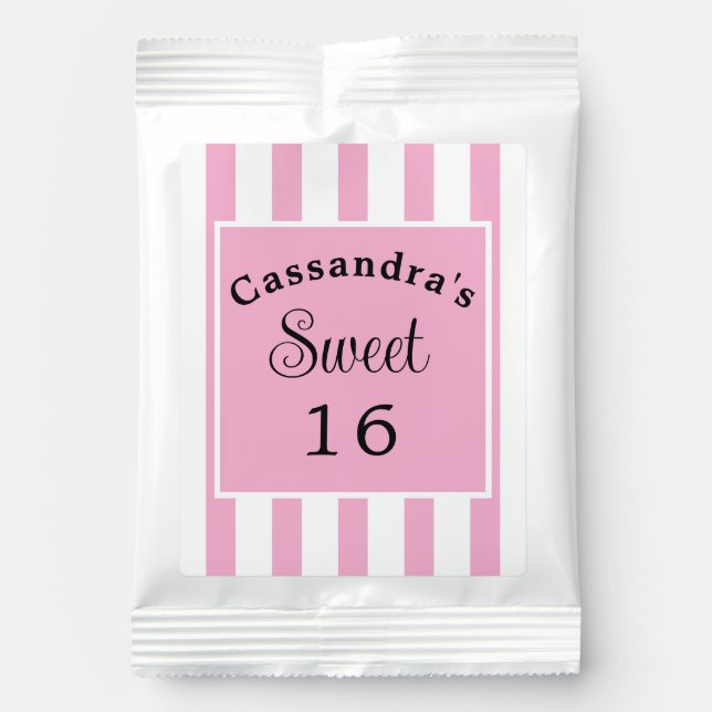 Sweet Sixteen Pink Stripe Classic Chic Lemonade Drink Mix (Front)