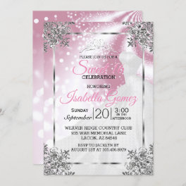 Sweet Sixteen Pink with Princess Gown Invitation