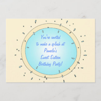 Sweet Sixteen Pool Party Birthday Invitations