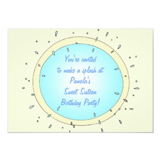 Sweet Sixteen Pool Party Birthday Invitations