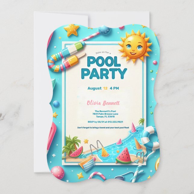 Sweet Sixteen Pool Party Summer Swim Birthday (Front)