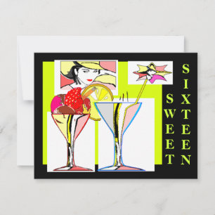 Sweet Sixteen Pop-Art Indulgence Party Invitations