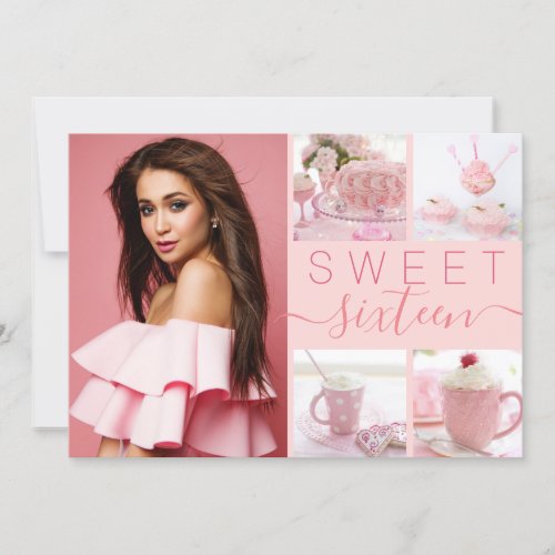 Sweet Sixteen Pretty Blush Pink Instagram Photos Invitation