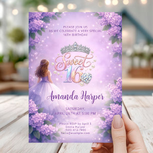 Sweet Sixteen Princess Purple Birthday Card