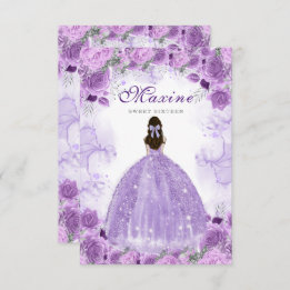 Sweet Sixteen Purple Birthday Invitation Card