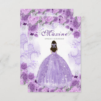 Sweet Sixteen Purple Birthday Invitation Card